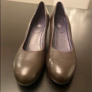 Vaneli brown leather wedge